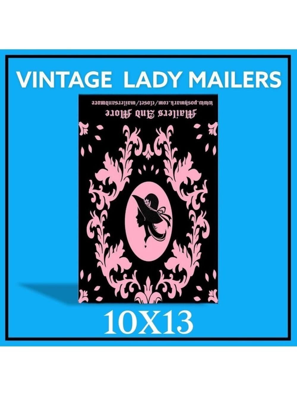 25 10X13 Poly Mailers Pink Vintage Lady Envelopes PRICE IS FIRM - Picture 10 of 12